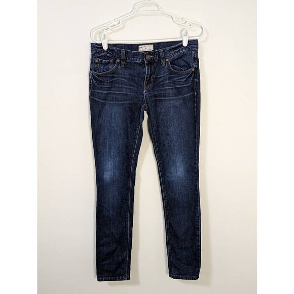 Free People Dark Wash Straight Leg Low Rise Jeans - Picture 1 of 7